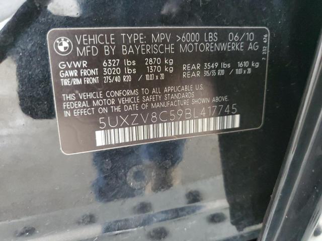 5UXZV8C59BL417745 - 2011 BMW X5 XDRIVE50I BLACK photo 12