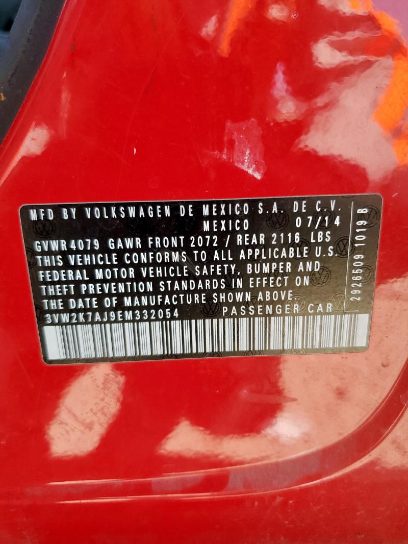 3VW2K7AJ9EM332054 - 2014 VOLKSWAGEN JETTA BASE 红色 照片 12