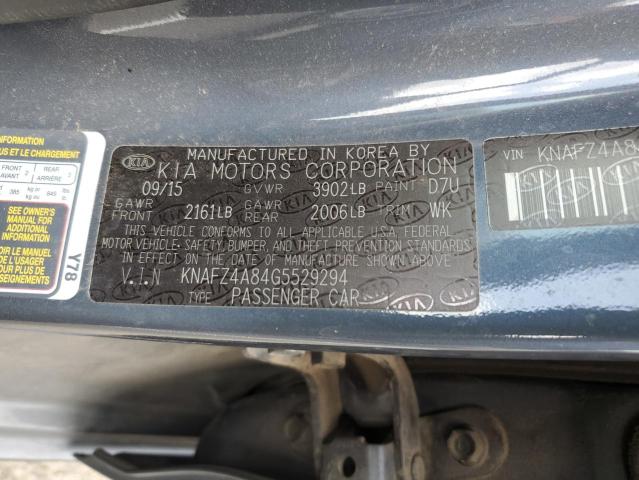 KNAFZ4A84G5529294 - 2016 KIA FORTE EX BLUE photo 12
