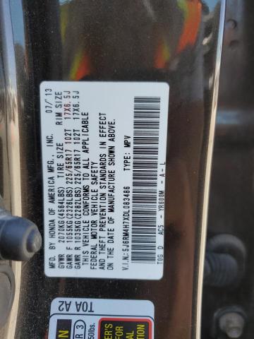 5J6RM4H7XDL083486 - 2013 HONDA CR-V EXL BLACK photo 13