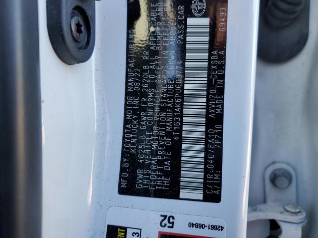 4T1G31AK6PU600774 - 2023 TOYOTA CAMRY SE NIGHT SHADE WHITE photo 12