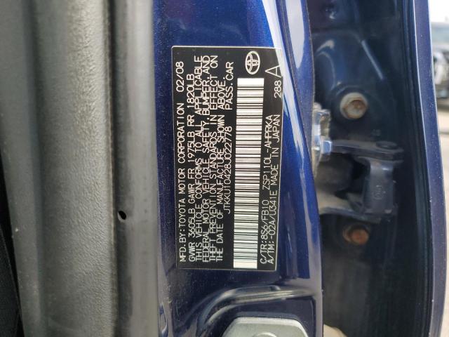 JTKKU10428J022778 - 2008 TOYOTA SCION XD 蓝色 照片 12