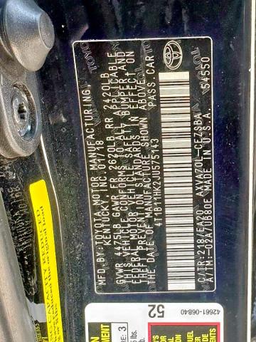 4T1B11HK2JU575143 - 2018 TOYOTA CAMRY L BLACK photo 10