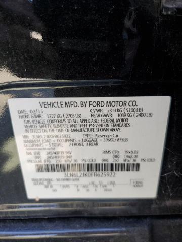 3LN6L2JK0FR625922 - 2015 LINCOLN MKZ BLACK photo 12