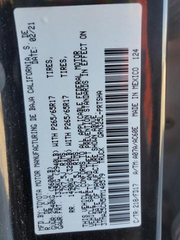 3TMAZ5CN5MM148579 - 2021 TOYOTA TACOMA DOUBLE CAB BLACK photo 12