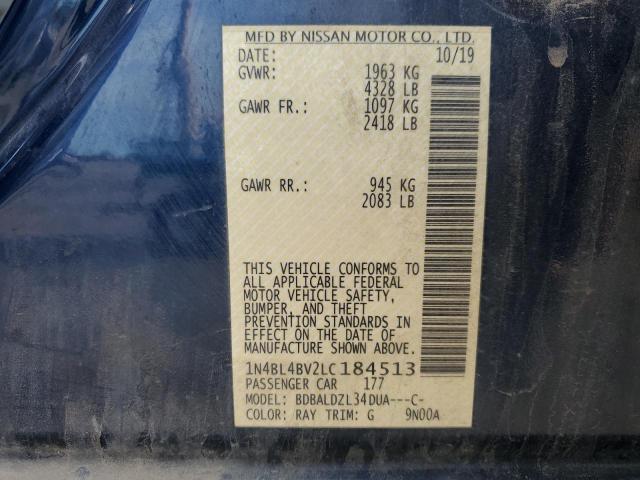 1N4BL4BV2LC184513 - 2020 NISSAN ALTIMA S BLUE photo 12