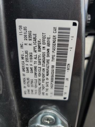 1HGCP368X9A024158 - 2009 HONDA ACCORD EXL GRAY photo 12