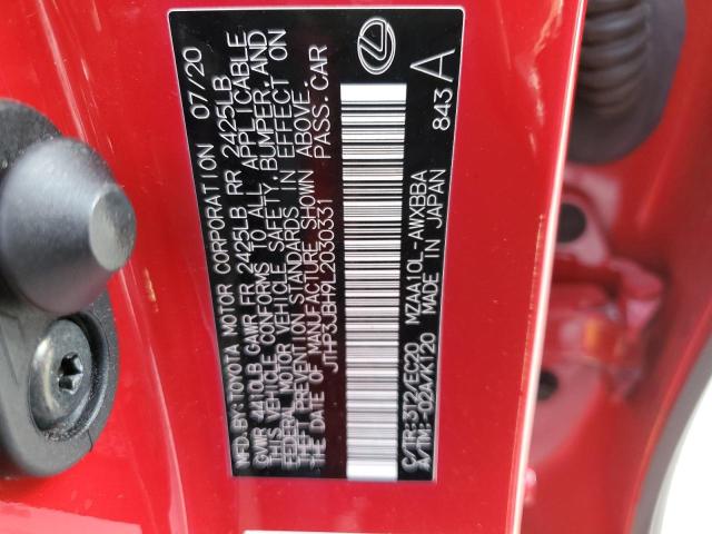 JTHP3JBH9L2030331 - 2020 LEXUS UX 200 RED photo 12