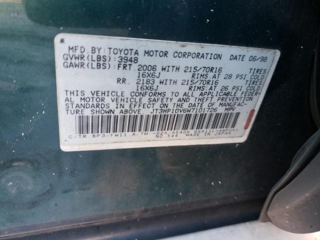 JT3HP10V6W7101726 - 1998 TOYOTA RAV4 GREEN photo 12