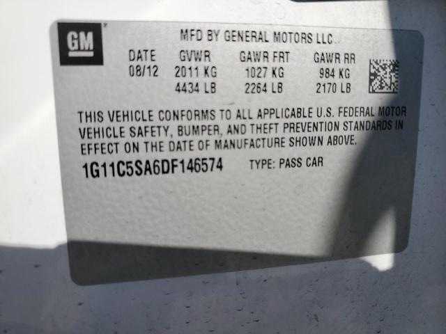 1G11C5SA6DF146574 - 2013 CHEVROLET MALIBU 1LT WHITE photo 13