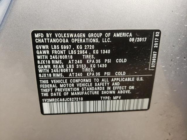 1V2MR2CA6JC527210 - 2018 VOLKSWAGEN ATLAS SEL SILVER photo 12