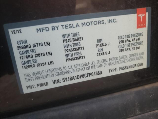 5YJSA1DP8CFP01880 - 2012 TESLA MODEL S Qəhvəyi foto 13