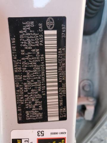 4T1G11AK9NU064194 - 2022 TOYOTA CAMRY SE ნაცრისფერი ფოტო 12