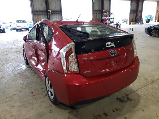 JTDKN3DU0F0475052 - 2015 TOYOTA PRIUS RED photo 3