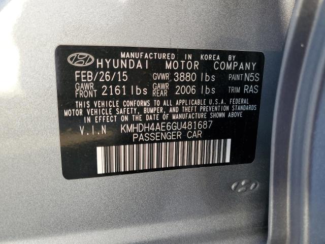 KMHDH4AE6GU481687 - 2016 HYUNDAI ELANTRA SE SILVER photo 12