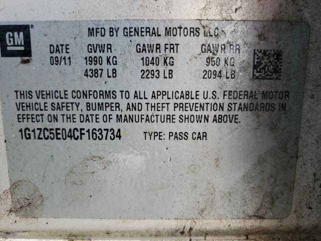 1G1ZC5E04CF163734 - 2012 CHEVROLET MALIBU 1LT Күміс фото 13