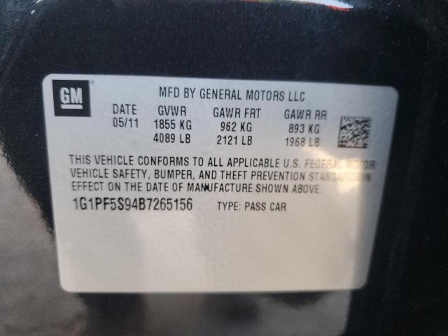 1G1PF5S94B7265156 - 2011 CHEVROLET CRUZE LT BLACK photo 12