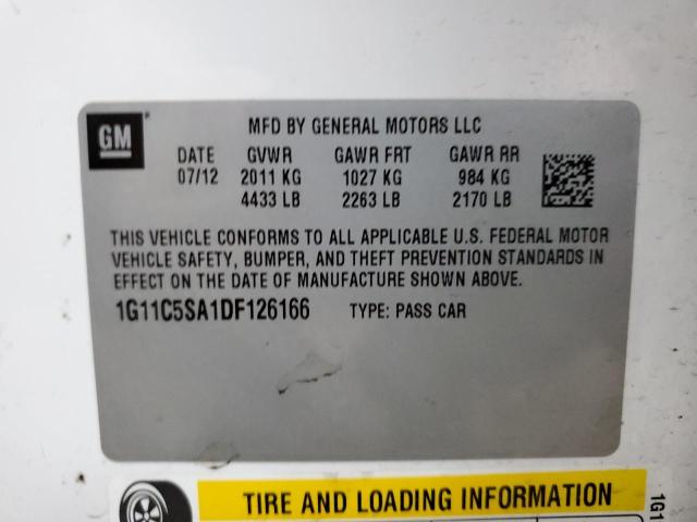 1G11C5SA1DF126166 - 2013 CHEVROLET MALIBU 1LT Ağ foto 12