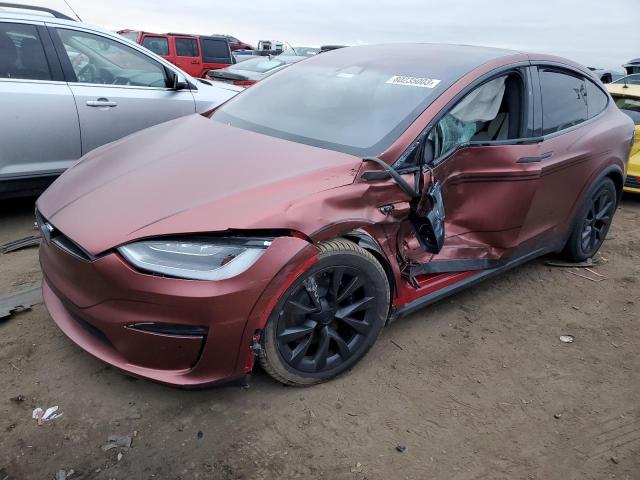 7SAXCBE6XNF345479 - 2022 TESLA MODEL X BURGUNDY photo 1