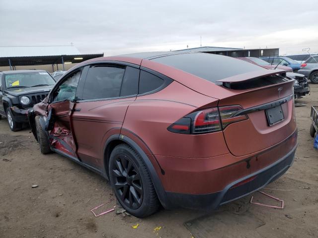 7SAXCBE6XNF345479 - 2022 TESLA MODEL X BURGUNDY photo 2