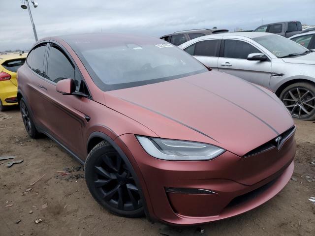 7SAXCBE6XNF345479 - 2022 TESLA MODEL X BURGUNDY photo 4