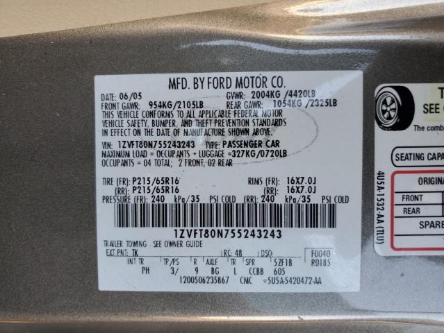 1ZVFT80N755243243 - 2005 FORD MUSTANG GOLD photo 12