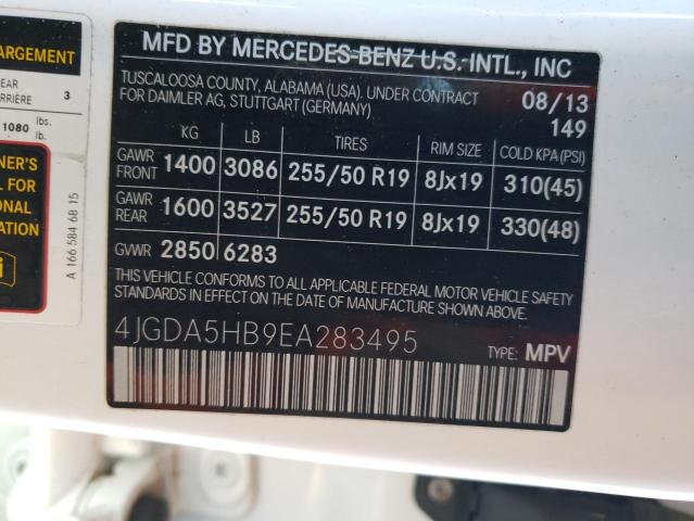 4JGDA5HB9EA283495 - 2014 MERCEDES-BENZ ML 350 4MATIC WHITE photo 13