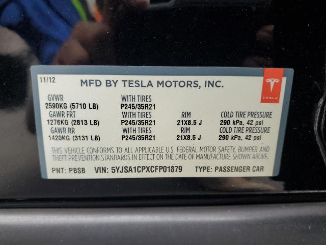 5YJSA1CPXCFP01879 - 2012 TESLA MODEL S 黑色 照片 12