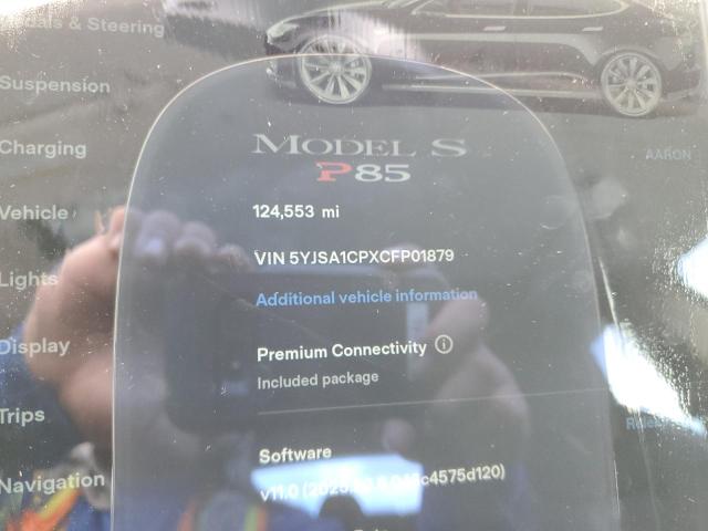 5YJSA1CPXCFP01879 - 2012 TESLA MODEL S 黑色 照片 9