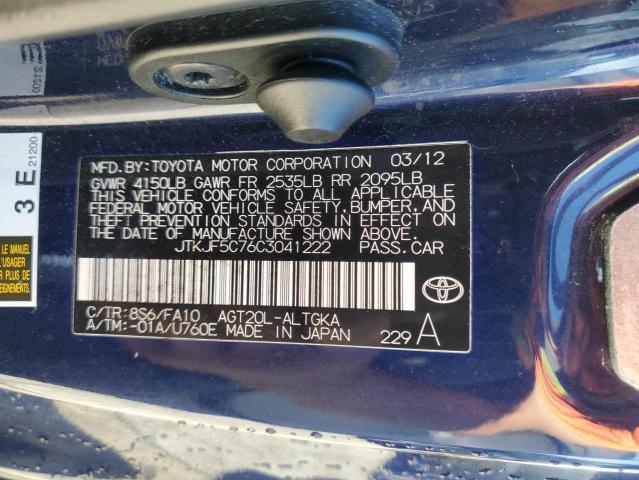 JTKJF5C76C3041222 - 2012 TOYOTA SCION TC BLUE photo 12