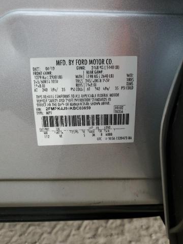 2FMPK4J91KBC03859 - 2019 FORD EDGE SEL SILVER photo 13