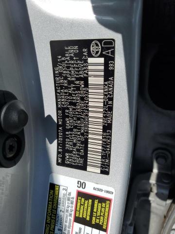 2T1BURHE3FC240370 - 2015 TOYOTA COROLLA L GRAY photo 13