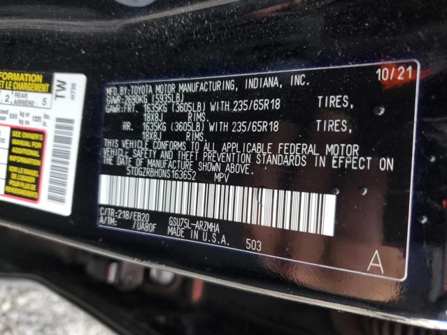 5TDGZRBH0NS163652 - 2022 TOYOTA HIGHLANDER XLE BLACK photo 13