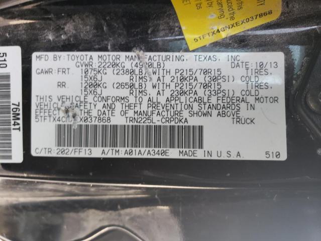 5TFTX4CNXEX037868 - 2014 TOYOTA TACOMA ACCESS CAB BLACK photo 13