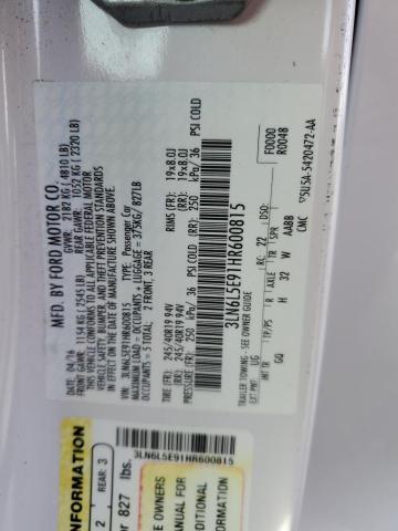 3LN6L5E91HR600815 - 2017 LINCOLN MKZ RESERVE თეთრი ფოტო 12