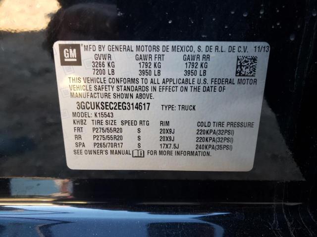 3GCUKSEC2EG314617 - 2014 CHEVROLET SILVERADO K1500 LTZ BLACK photo 12