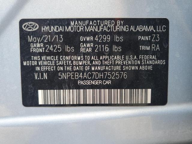 5NPEB4AC7DH752576 - 2013 HYUNDAI SONATA GLS BLUE photo 12