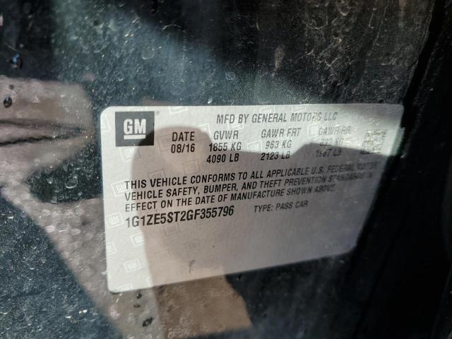 1G1ZE5ST2GF355796 - 2016 CHEVROLET MALIBU LT BLACK photo 12