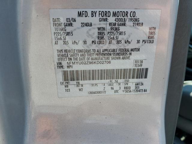 1FMYU02Z96KD02706 - 2006 FORD ESCAPE XLS GRAY photo 13