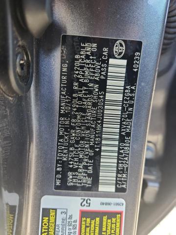 4T1B11HK4JU030545 - 2018 TOYOTA CAMRY L GRAY photo 13