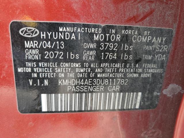 KMHDH4AE3DU811782 - 2013 HYUNDAI ELANTRA GLS RED photo 13