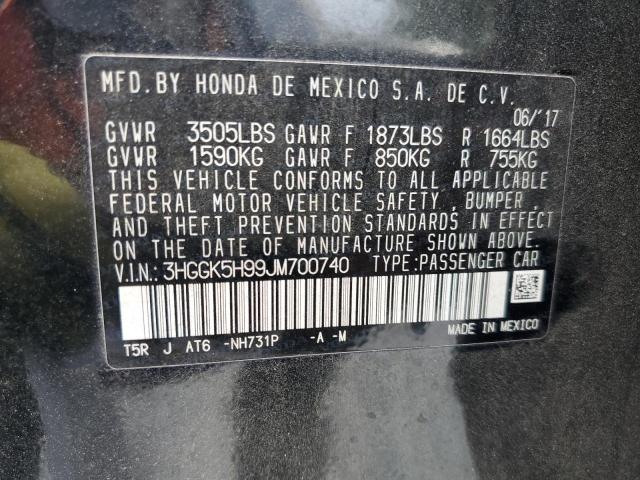 3HGGK5H99JM700740 - 2018 HONDA FIT EX Чорний фото 13