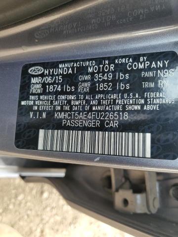 KMHCT5AE4FU226518 - 2015 HYUNDAI ACCENT GS SILVER photo 12