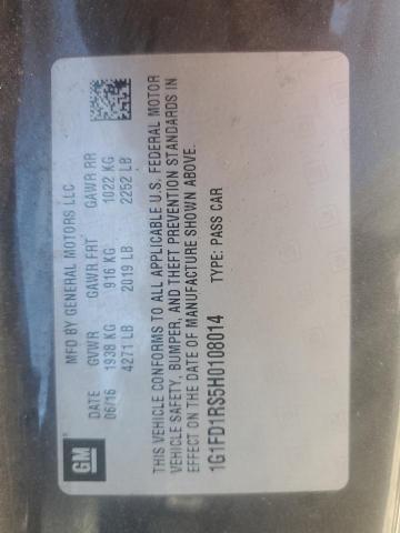 1G1FD1RS5H0108014 - 2017 CHEVROLET CAMARO LT 灰色 照片 12