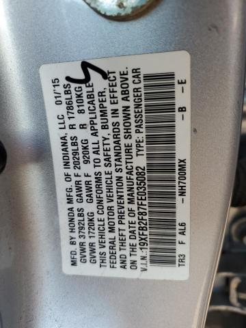 19XFB2F87FE035082 - 2015 HONDA CIVIC EX SILVER photo 12