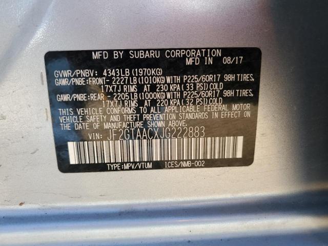 JF2GTAACXJG222883 - 2018 SUBARU CROSSTREK Silber Foto 13