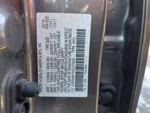 5J6RM4H70GL074624 - 2016 HONDA CR-V EXL SILVER photo 12