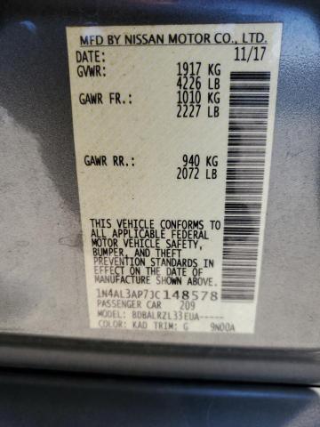 1N4AL3AP7JC148578 - 2018 NISSAN ALTIMA 2.5 ნაცრისფერი ფოტო 12