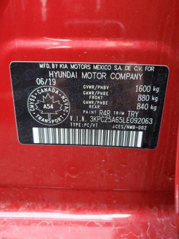 3KPC25A65LE092063 - 2020 HYUNDAI ACCENT SE RED photo 13
