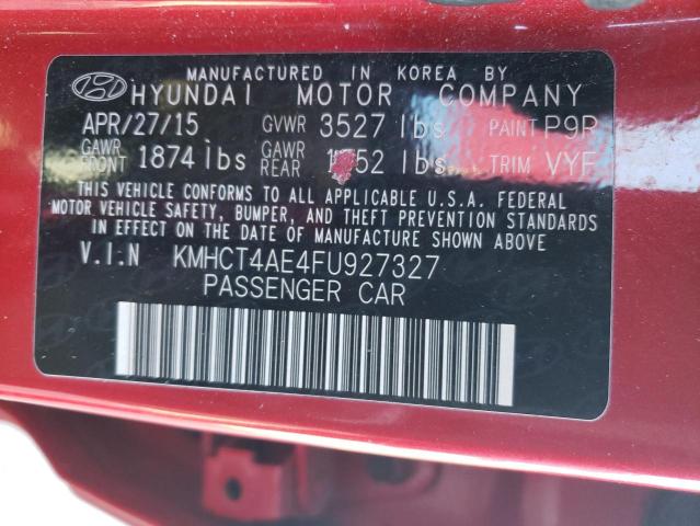 KMHCT4AE4FU927327 - 2015 HYUNDAI ACCENT GLS RED photo 12